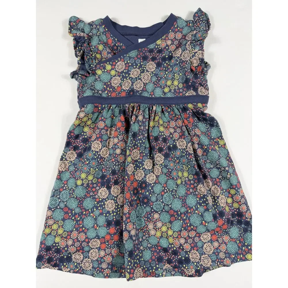 Tea Collection Floral Wrap Dress with Ruffle Sleeves Size 18–24 Months